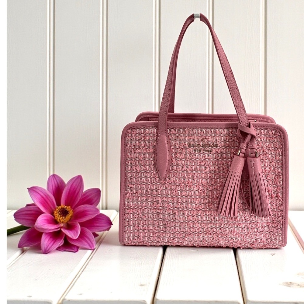 Kate Spade New York Pink Woven Leather Tassel‎ Satchel Handbag Purse